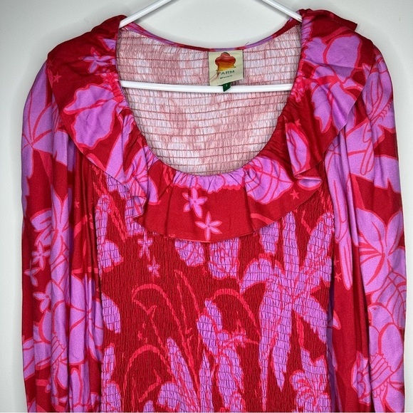 New Farm Rio Living Nature Dress Red Purple Long Sleeve Size S - Picture 4 of 16